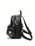 Studded Decor Classic Backpack Medium With Coin Purse Black