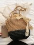 Colorblock Straw Bag Small Twilly Scarf Decor Vacation