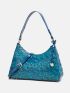 Snakeskin Embossed Hobo Bag Medium Zipper Genuine Leather