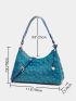 Snakeskin Embossed Hobo Bag Medium Zipper Genuine Leather