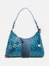 Snakeskin Embossed Hobo Bag Medium Zipper Genuine Leather