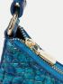 Snakeskin Embossed Hobo Bag Medium Zipper Genuine Leather