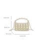 Faux Pearl & Flower Beaded Satchel Bag Mini Top Handle