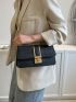 Crocodile Embossed Baguette Bag Medium Flap Black