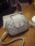 Quilted Dome Bag Twist Lock Small Zipper