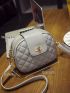 Quilted Dome Bag Twist Lock Small Zipper