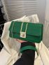 Crocodile Embossed Baguette Bag Medium Flap Green