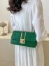 Crocodile Embossed Baguette Bag Medium Flap Green