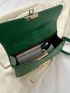 Crocodile Embossed Baguette Bag Medium Flap Green