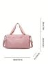 Letter Detail Zipper Gym Bag Sporty Double Handle Pink