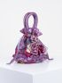 Random Color Flower Decor Drawstring Handbag, Trendy Small Evening Bag, Simple Phone Bag, Cute Bucket Bag Random Pattern