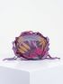 Random Color Flower Decor Drawstring Handbag, Trendy Small Evening Bag, Simple Phone Bag, Cute Bucket Bag Random Pattern