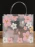Floral Graphic PVC Square Bag Double Handle