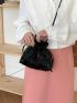 Small Bucket Bag Ruched Detail Drawstring Design