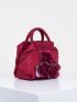 Random Color Flower Decor Zipper Handbag, Fashion Double Handle Purse, Casual Flower Design Bag For Shopping & Travel Random Pattern