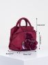 Random Color Flower Decor Zipper Handbag, Fashion Double Handle Purse, Casual Flower Design Bag For Shopping & Travel Random Pattern