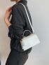 Mini Flap Square Bag Snakeskin Embossed White