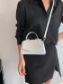 Mini Flap Square Bag Snakeskin Embossed White