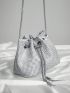 Trending Mini Rhinestone & Tassel Decor Bucket Bag