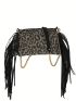 Leopard Pattern Novelty Bag Fringe Decor