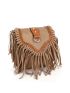 Mini Flap Square Bag Fringe Decor Studded Detail