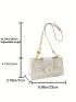 Small Baguette Bag Holographic Embossed Detail Studded Decor