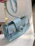 Small Baguette Bag Holographic Embossed Detail Studded Decor