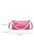 Fashionable Solid Color Women's Bag, Messenger Bag With Faux Pearl Decoration