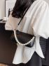 Fashionable Solid Color Women's Bag, Messenger Bag With Faux Pearl Decoration