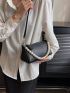 Fashionable Solid Color Women's Bag, Messenger Bag With Faux Pearl Decoration