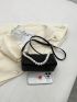 Fashionable Solid Color Women's Bag, Messenger Bag With Faux Pearl Decoration