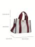 Small Shoulder Tote Bag Colorblock Double Handle For Daily