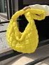 Quilted Hobo Bag Zipper Yellow Medium