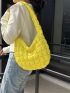 Quilted Hobo Bag Zipper Yellow Medium