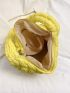 Quilted Hobo Bag Zipper Yellow Medium