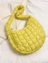 Quilted Hobo Bag Zipper Yellow Medium