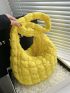 Quilted Hobo Bag Zipper Yellow Medium