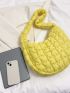 Quilted Hobo Bag Zipper Yellow Medium