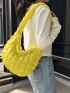 Quilted Hobo Bag Zipper Yellow Medium