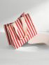 Striped Pattern Shopper Bag Canvas Double Handle