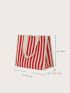 Striped Pattern Shopper Bag Canvas Double Handle