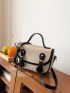 Small Saddle Bag Buckle Decor Top Handle