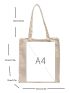 Small Tote Bag Patch Decor Letter Print