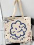 Large Capacity Shopper Bag Cartoon Print