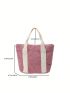 Corduroy Square Bag Colorblock Double Handle For Daily