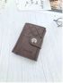 Letter Embossed Small Wallet Trifold Stitch Detail PU