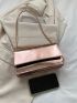 Small Square Bag Metallic Rose Gold Flap PU