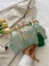 Small Satchel Bag Flower Pattern Tassel Decor Chain Strap