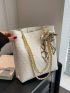 Medium Square Bag Chain Strap Twilly Scarf Decor