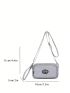 Mini Square Bag Letter Patch Pocket Front Adjustable Strap For Daily